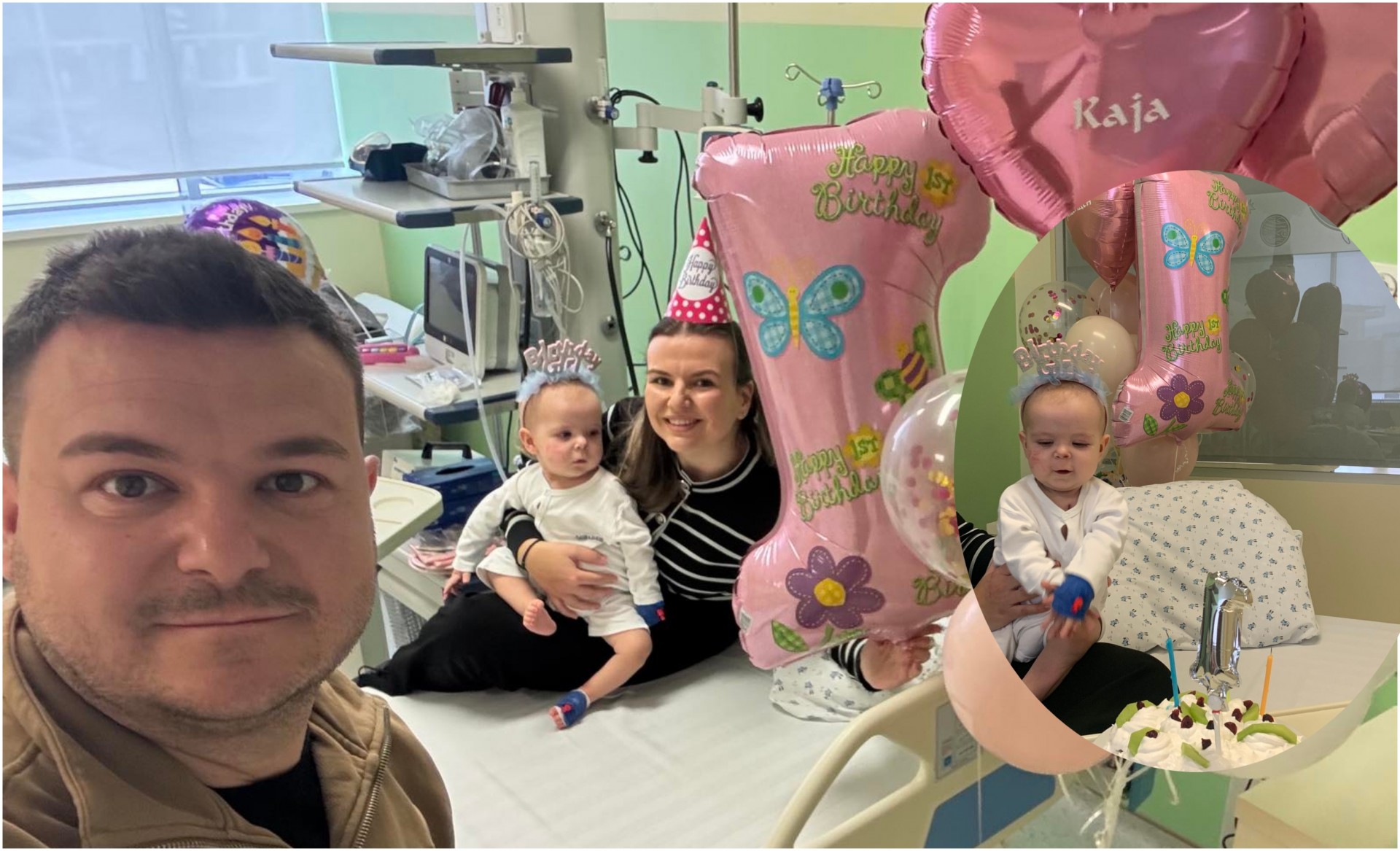 Вистинска хероина: Малата Каја ги дувна свеќичките за првиот роденден во болница!