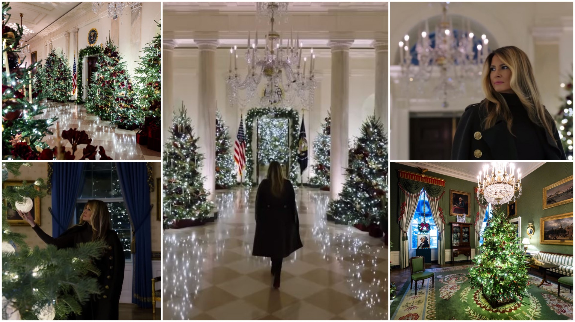 Белата куќа блесна во празничен сјај: Меланија Трамп ги покажа раскошните декорации – повеќе од 50 елки и еден впечатлив детаљ (ВИДЕО)