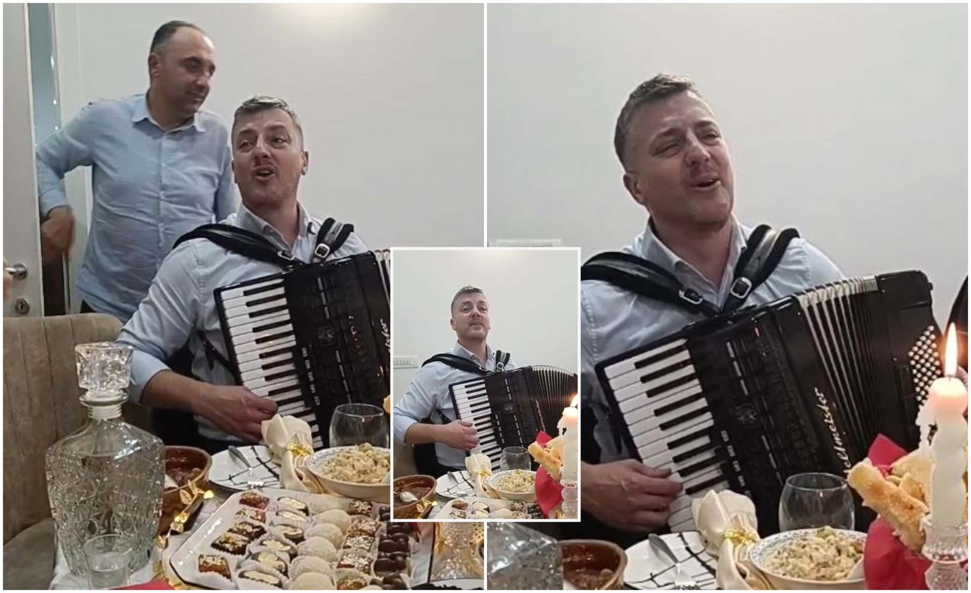 Вака се сака Македонија: Спасен Силјаноски запеа на слава, расположени гости и богата трпеза, кадар што го забележа Андријана Алачки