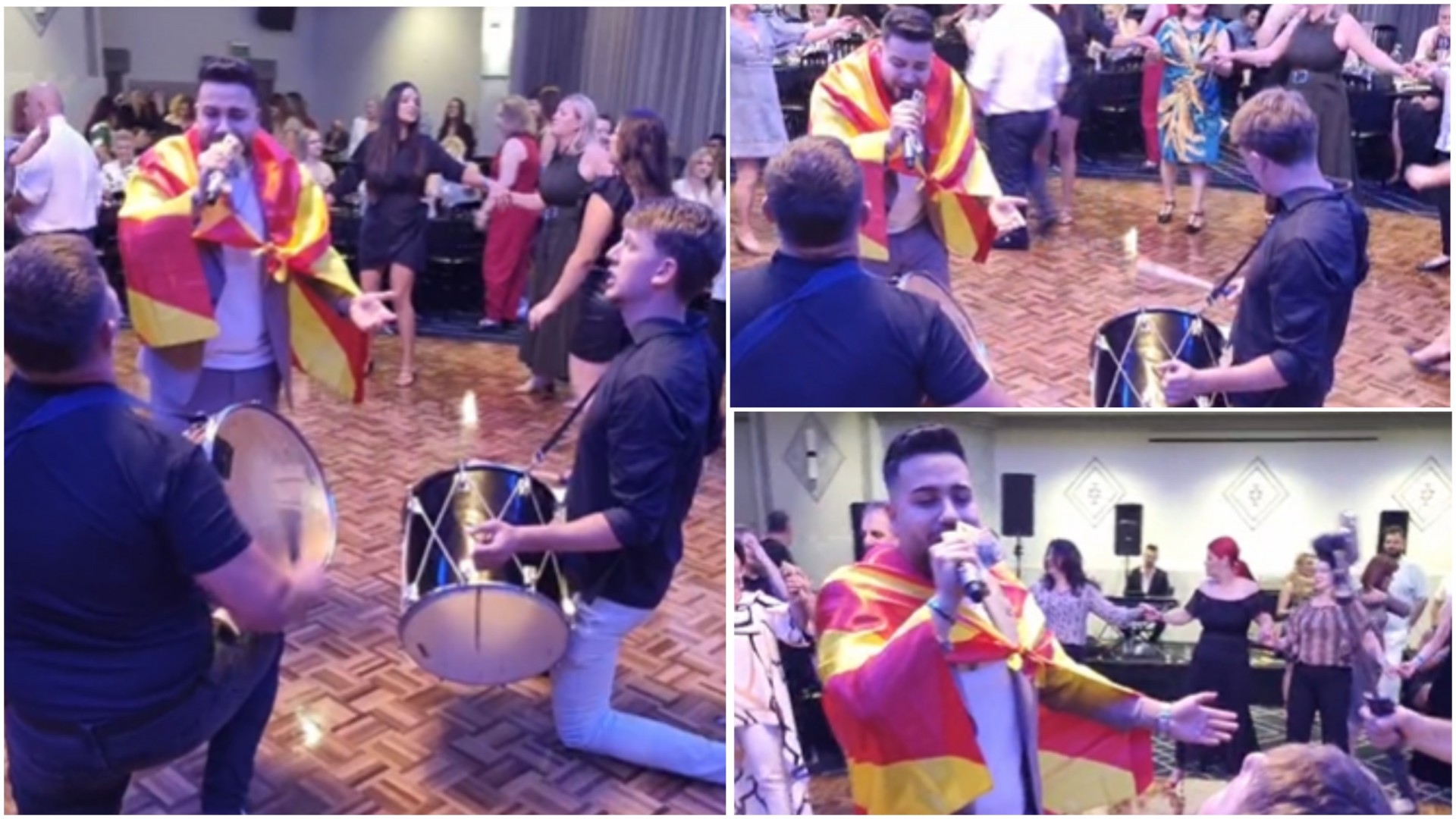 „Плаче срце од три страни“ ја воодушеви и Тања Лазаревска: Прегрнат со македонско знаме Никола Станишиќ запеа на прослава во Австралија