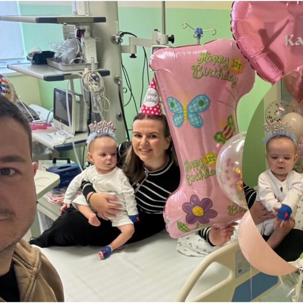 Вистинска хероина: Малата Каја ги дувна свеќичките за првиот роденден во болница!