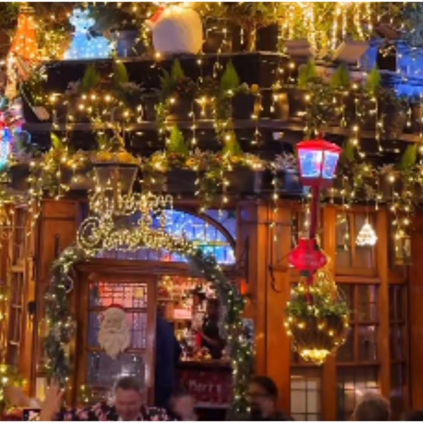 Ова е најмагичниот паб за празниците: Илјадници светилки го претворија во зимска бајка ВИДЕО