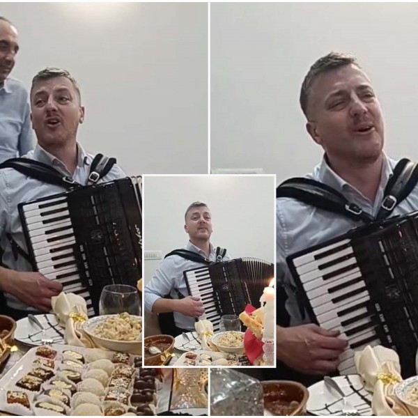 Вака се сака Македонија: Спасен Силјаноски запеа на слава, расположени гости и богата трпеза, кадар што го забележа Андријана Алачки