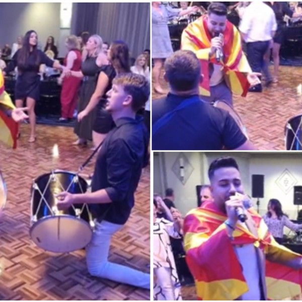 „Плаче срце од три страни“ ја воодушеви и Тања Лазаревска: Прегрнат со македонско знаме Никола Станишиќ запеа на прослава во Австралија